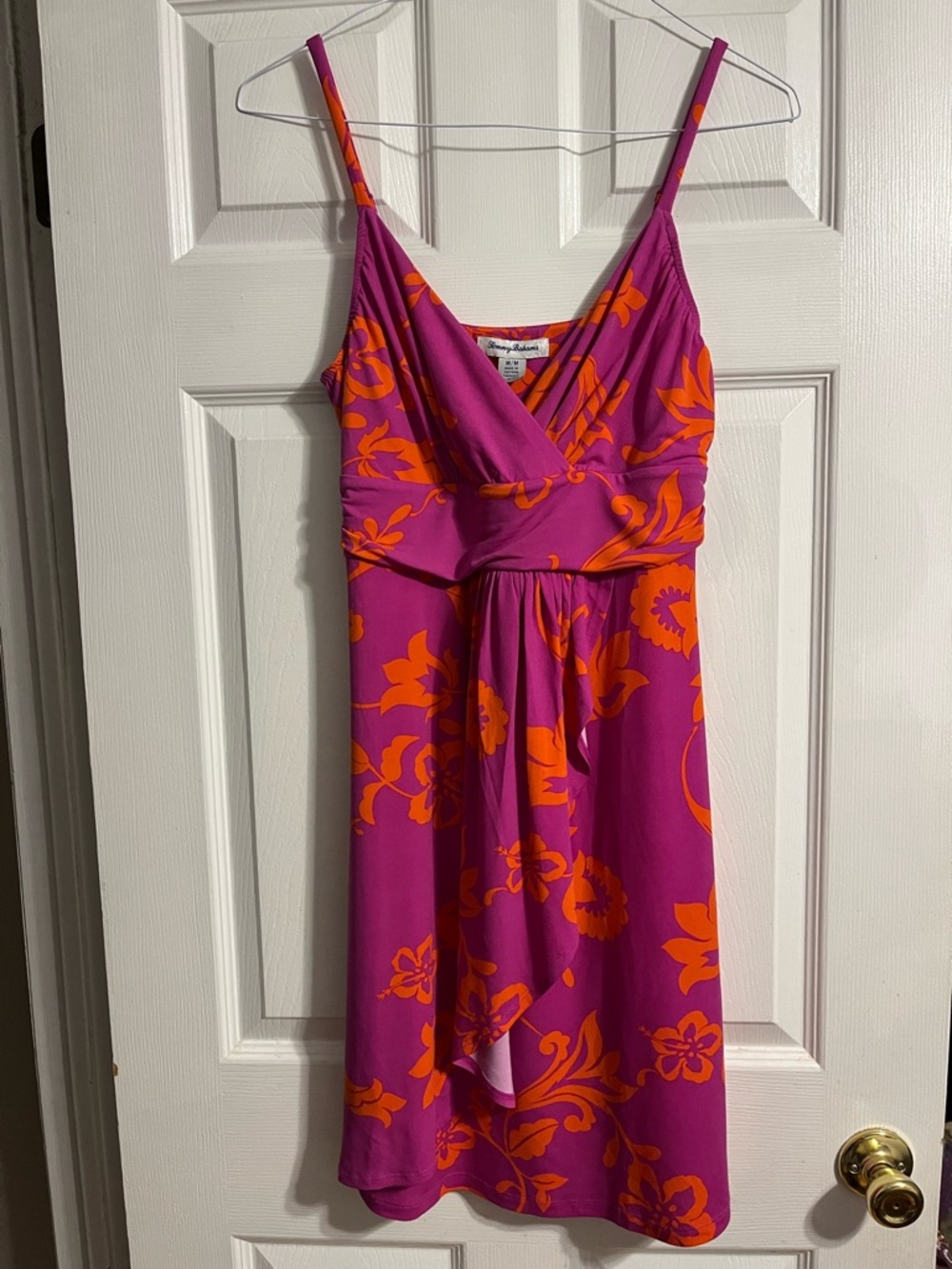 Tommy Bahama San Lucia Draped Sundress Pink Orange Tropical Floral Medium